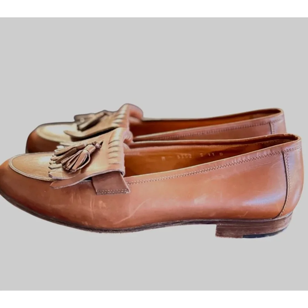VTG Polo Ralph Lauren Mens Loafers 11D Kiltie Tassel Chestnut 3352 Italy Shoes - Picture 1 of 12